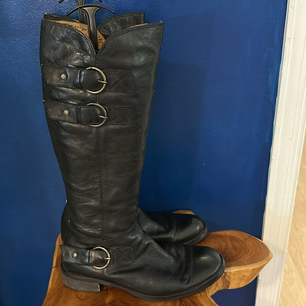 Women’s Steve Madden Black Leather Knee-High Boots Size EU 40 US 9